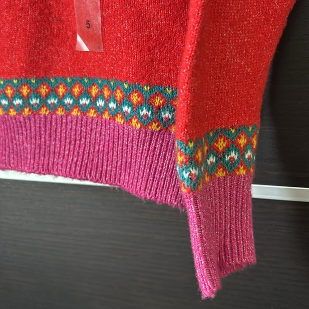 Epic Threads Red and Pink FairIsle Crew Neck Sweater - Picture 8 of 11